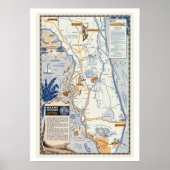 Florida Reiskaart 20x28 Poster Afdrukken (Voorkant)