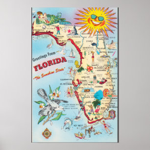  Florida reiskaart Poster