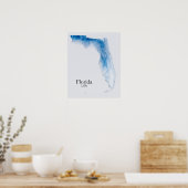 Florida Relief Kaart Blauw Textuur Poster (Keuken)