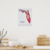 Florida Relief kaart Rode textuur Poster (Keuken)
