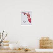 Florida reliëfkaart rode textuur poster (Keuken)