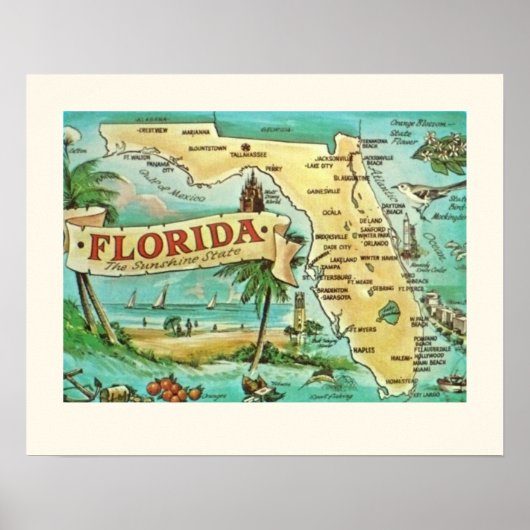 Florida Retro 16x20 kaartposter Poster (Voorkant)