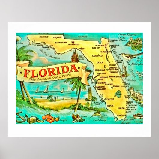 Florida Retro 20x16 Kaart Poster (Voorkant)