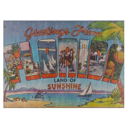 Florida Retro Ansichtkaart Snijplank (Voorkant)