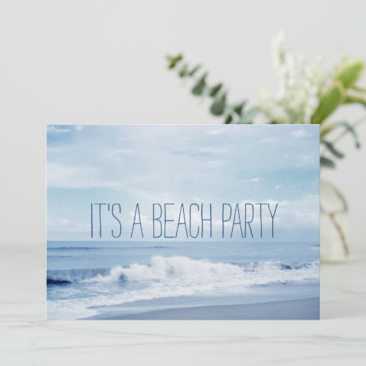 Florida Retro Blauwe Oceaan Strandfeest Kaart (Staand voorkant)