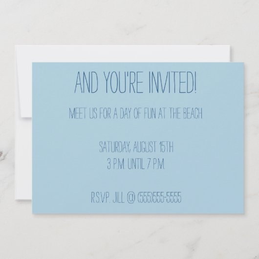 Florida Retro Blauwe Oceaan Strandfeest Kaart (Achterkant)