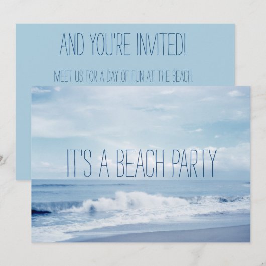 Florida Retro Blauwe Oceaan Strandfeest Kaart (Voorkant / Achterkant)