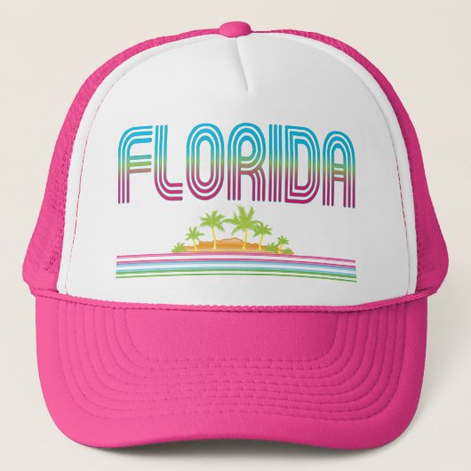 FLORIDA Retro Neon Palm Trees Trucker Pet (Voorkant)