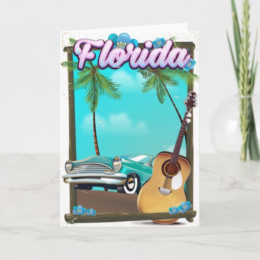 Florida Retro stijl reisposter Feestdagen Kaart (Voorkant)