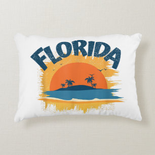  Florida Retro T-shirt Design Zonneschijn Accent Kussen