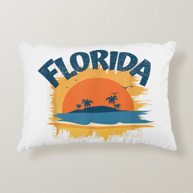  Florida Retro T-shirt Design Zonneschijn Accent Kussen (Voorkant)
