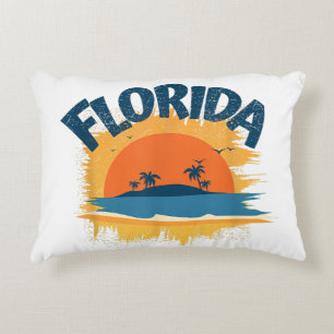 Florida Retro T-shirt Design Zonneschijn Accent Kussen