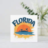 Florida Retro T-shirt Design Zonneschijn Bedankkaart (Staand voorkant)