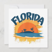 Florida Retro T-shirt Design Zonneschijn Bedankkaart (Achterkant)