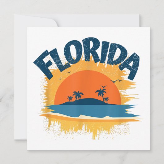 Florida Retro T-shirt Design Zonneschijn Bedankkaart (Voorkant)
