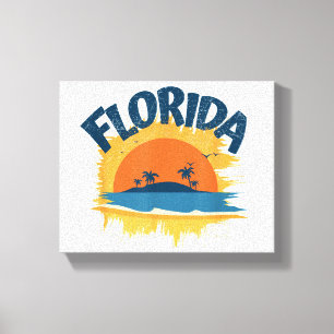  Florida Retro T-shirt Design Zonneschijn Canvas Afdruk