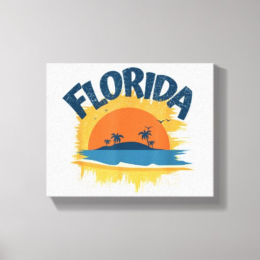  Florida Retro T-shirt Design Zonneschijn Canvas Afdruk (Voorkant)