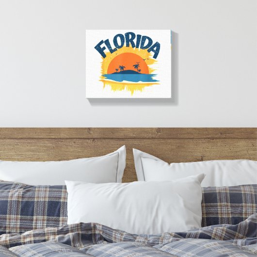 Florida Retro T-shirt Design Zonneschijn Canvas Afdruk (Insitu (Slaapkamer))