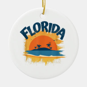  Florida Retro T-shirt Design Zonneschijn Keramisch Ornament