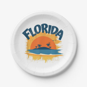  Florida Retro T-shirt Design Zonneschijn Papieren Bordje