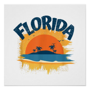  Florida Retro T-shirt Design Zonneschijn Perfect Poster