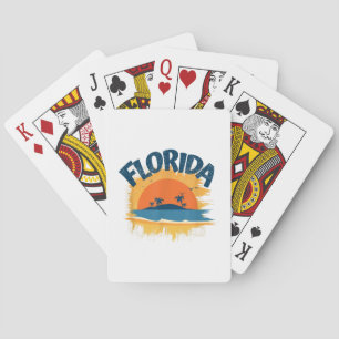  Florida Retro T-shirt Design Zonneschijn Pokerkaarten