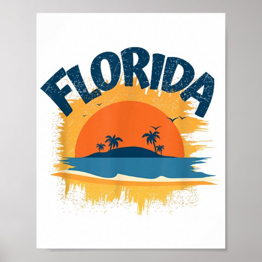 Florida Retro T-shirt Design Zonneschijn Poster (Voorkant)