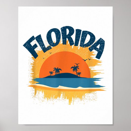 Florida Retro T-shirt Design Zonneschijn Poster (Voorkant)