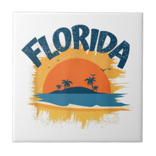  Florida Retro T-shirt Design Zonneschijn Tegeltje