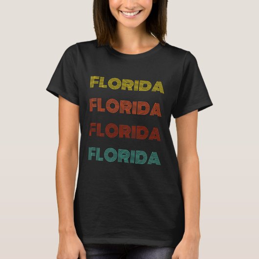 Florida Retro Typografie Amerikaanse Staat T-shirt (Voorkant)