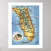 Florida Road Map 12x16 Poster Afdrukken (Voorkant)