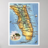 Florida Road Map 20x28 Poster (Voorkant)