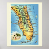  Florida Road Map Poster Print (Voorkant)