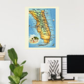  Florida Road Map Poster Print (Thuiskantoor)