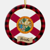 Florida, Rode buffalo, Vlag van Florida Keramisch Ornament (Voorkant)