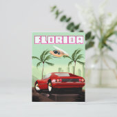 Florida rode retro sportwagen briefkaart (Staand voorkant)