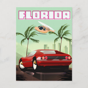Florida rode retro sportwagen briefkaart