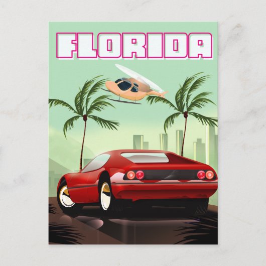 Florida rode retro sportwagen briefkaart (Voorkant)