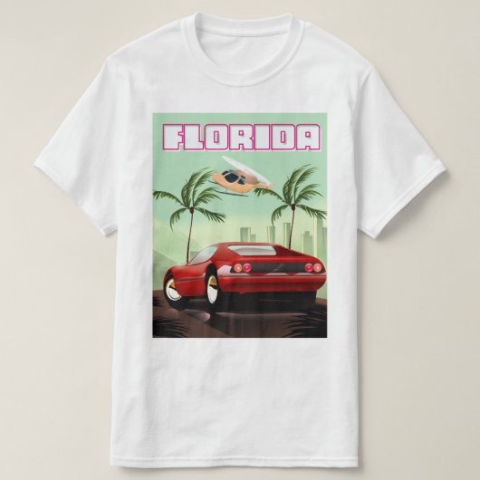 Florida rode retro sportwagen t-shirt (Design voorkant)