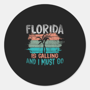 Florida roept en ik moet gaan Retro palmbomen Ronde Sticker