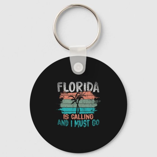 Florida roept en ik moet gaan Retro palmbomen Sleutelhanger (Voorkant)
