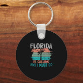 Florida roept en ik moet gaan Retro palmbomen Sleutelhanger (Voorkant)
