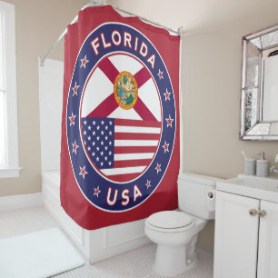 Florida, rood, douchegordijn