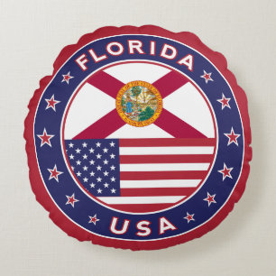 Florida, rood, rond kussen