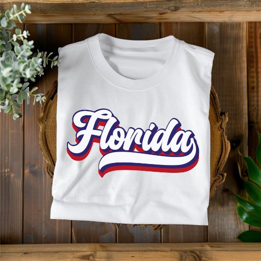 Florida Rood Wit en Blauw Vintage Script T-Shirt
