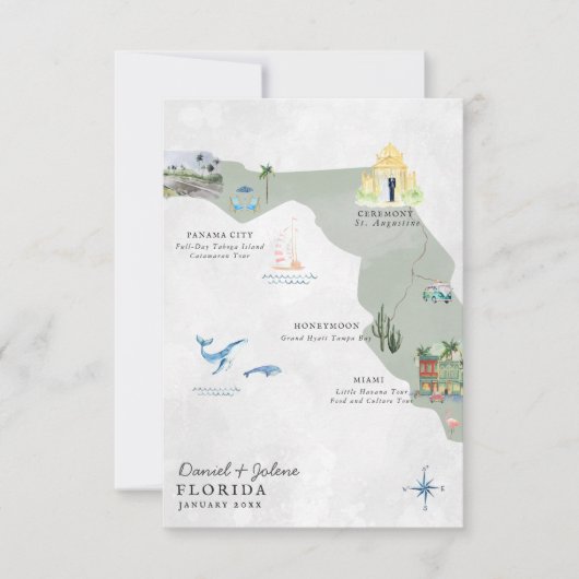 Florida | Routekaart bestemming bruiloft (Voorkant)
