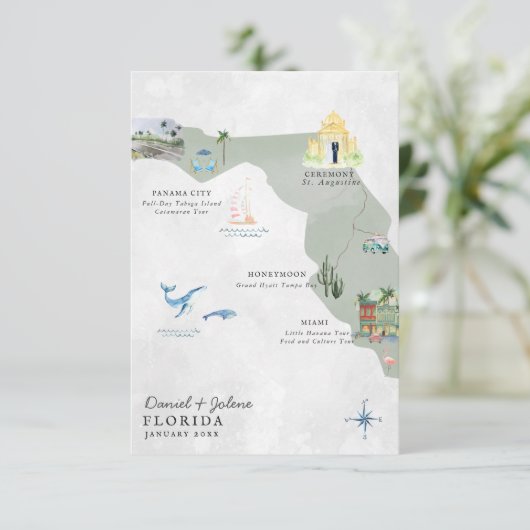 Florida | Routekaart bestemming bruiloft (Staand voorkant)