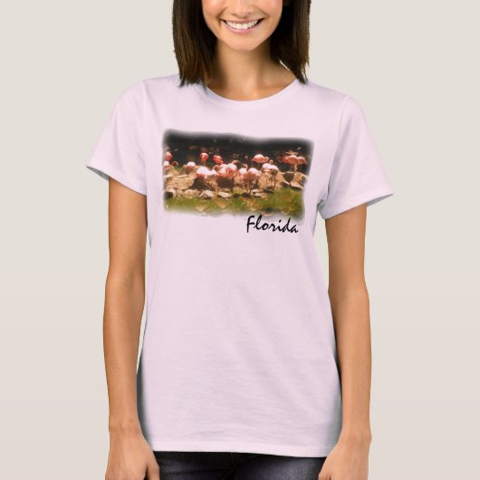 Florida roze flamingo dames shirt (Voorkant)