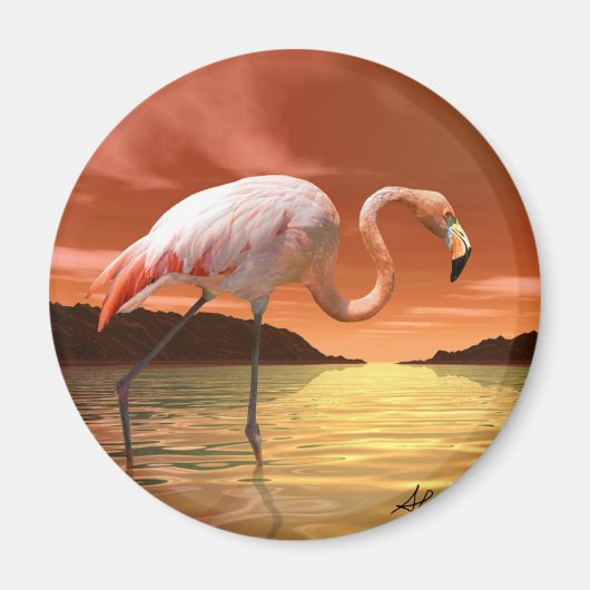 Florida roze flamingo magneet (Voorkant)