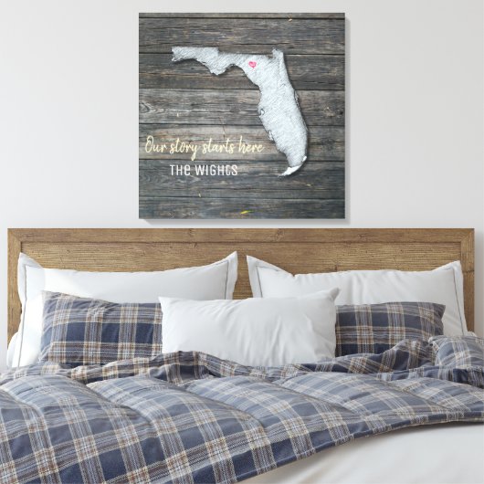 Florida Rustic Stretched Canvas Print (Insitu (Slaapkamer))